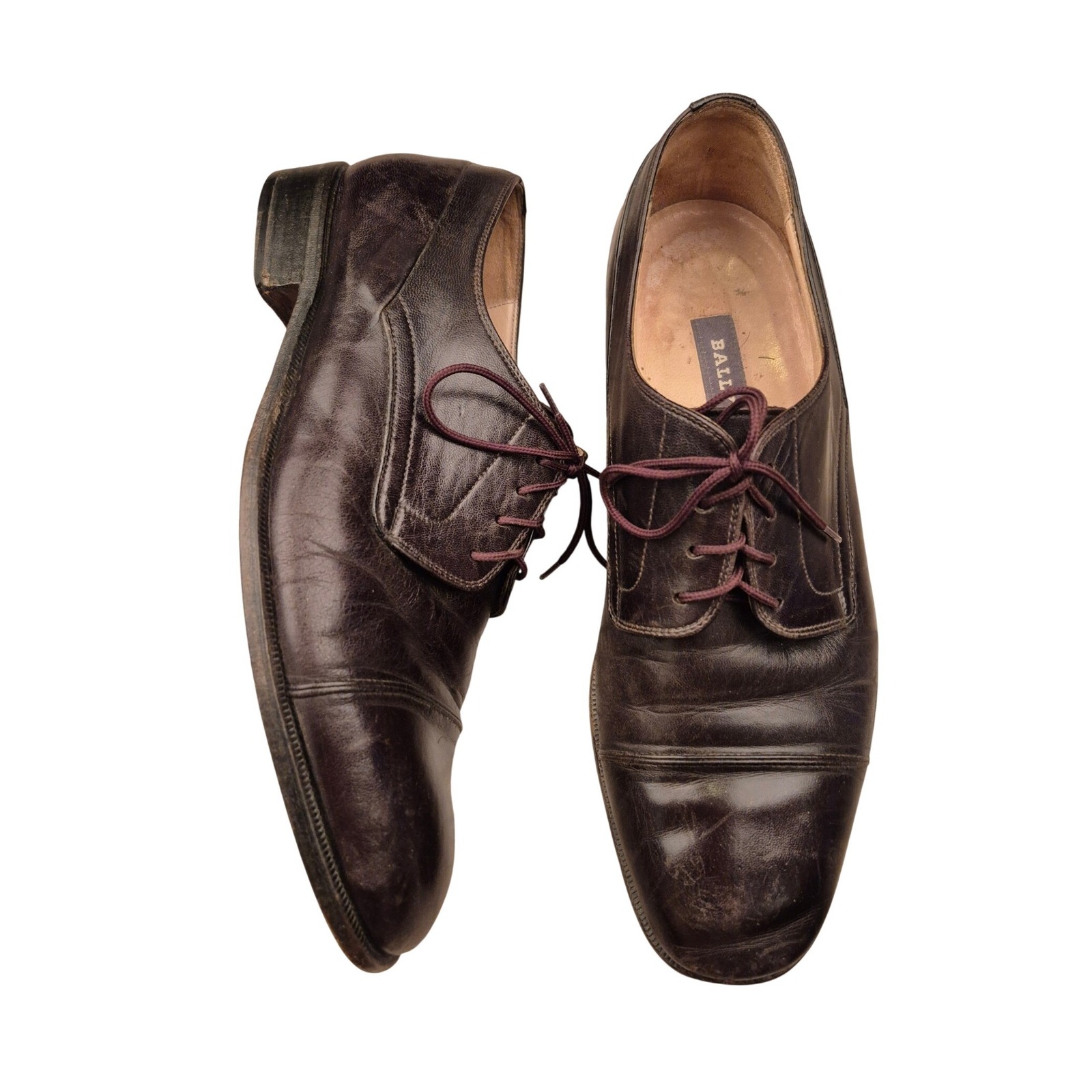 Bally Rogers Italy Mens Leather Cap Toe Oxford Dress Shoes Dark Brown Size 11 D